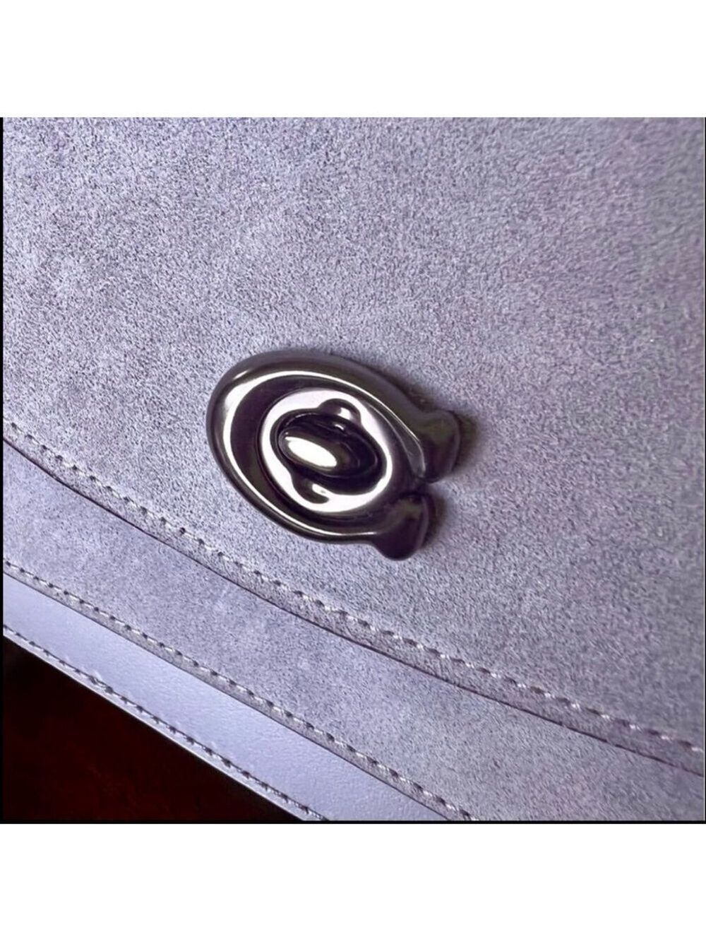Coach Madison Shoulder Bag 16 Granite Gray Suede & Leather Gunmetal C0801 NWOT - Picture 7 of 13
